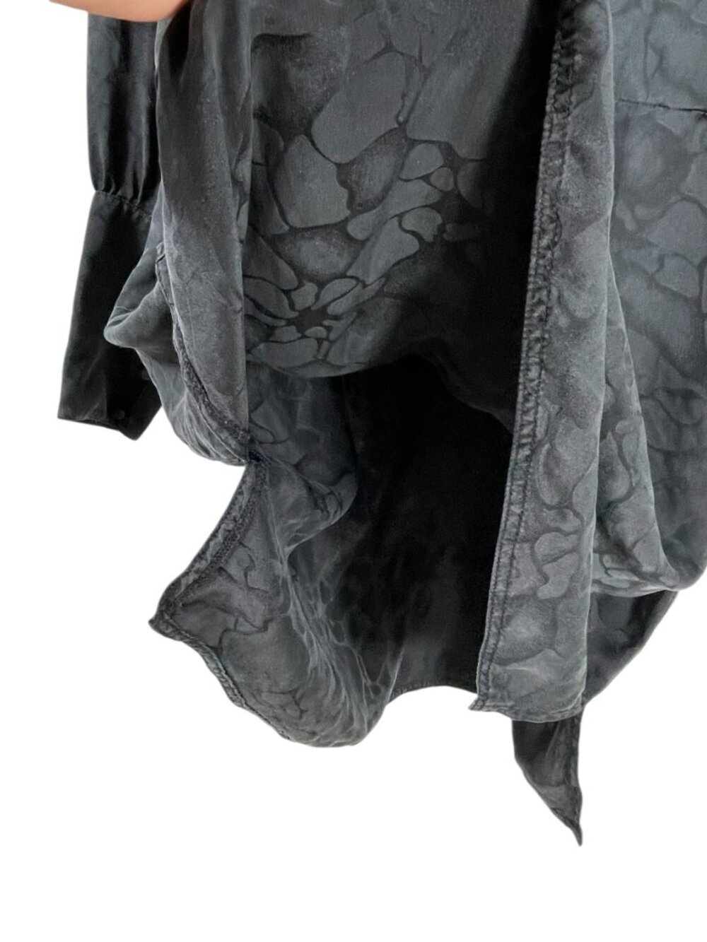 Tucker 100% Silk Charcoal Jacquard Mini Dress Puff Sleeve M - Picture 12 of 15